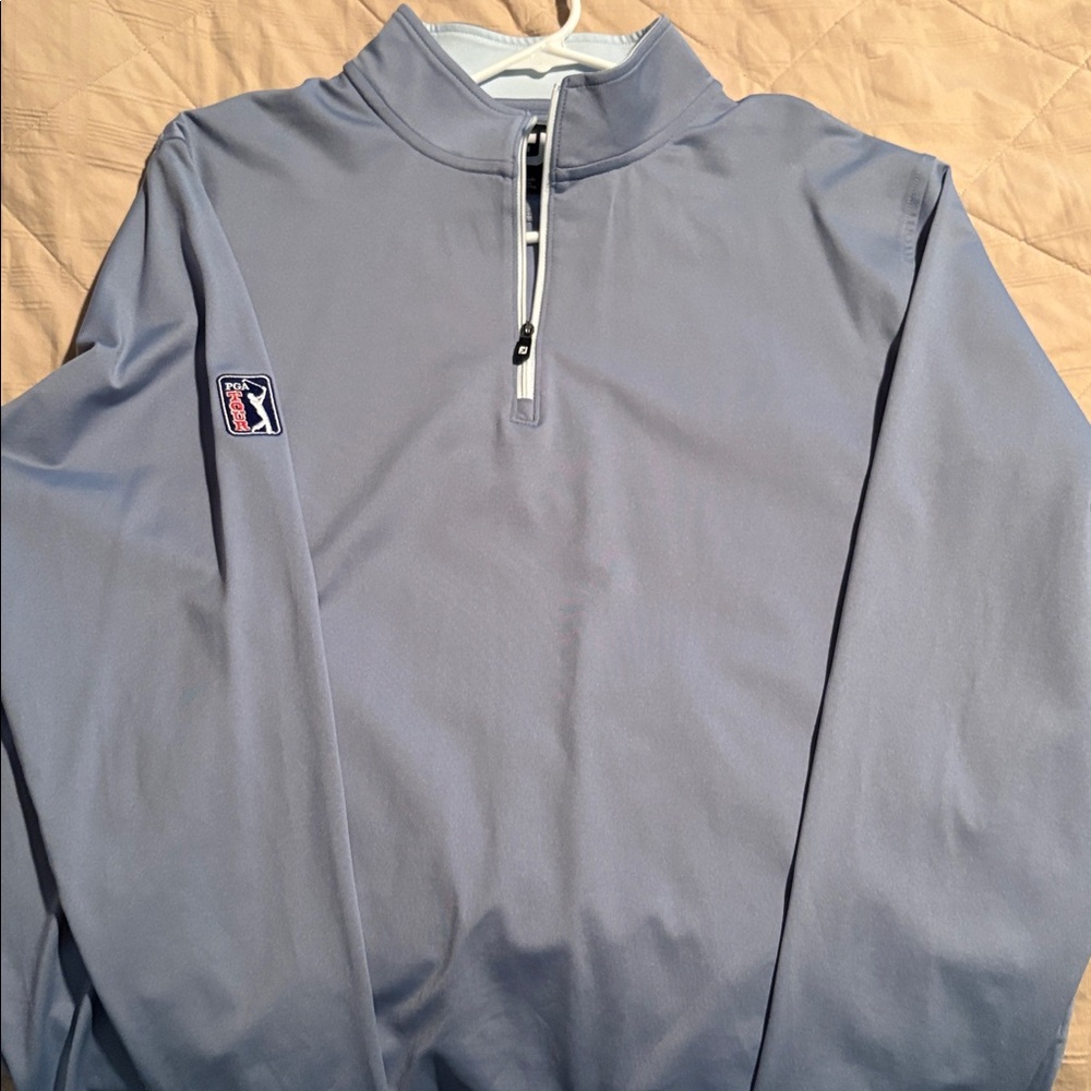 FootJoy Men's Zip Up Sweater - Light Blue